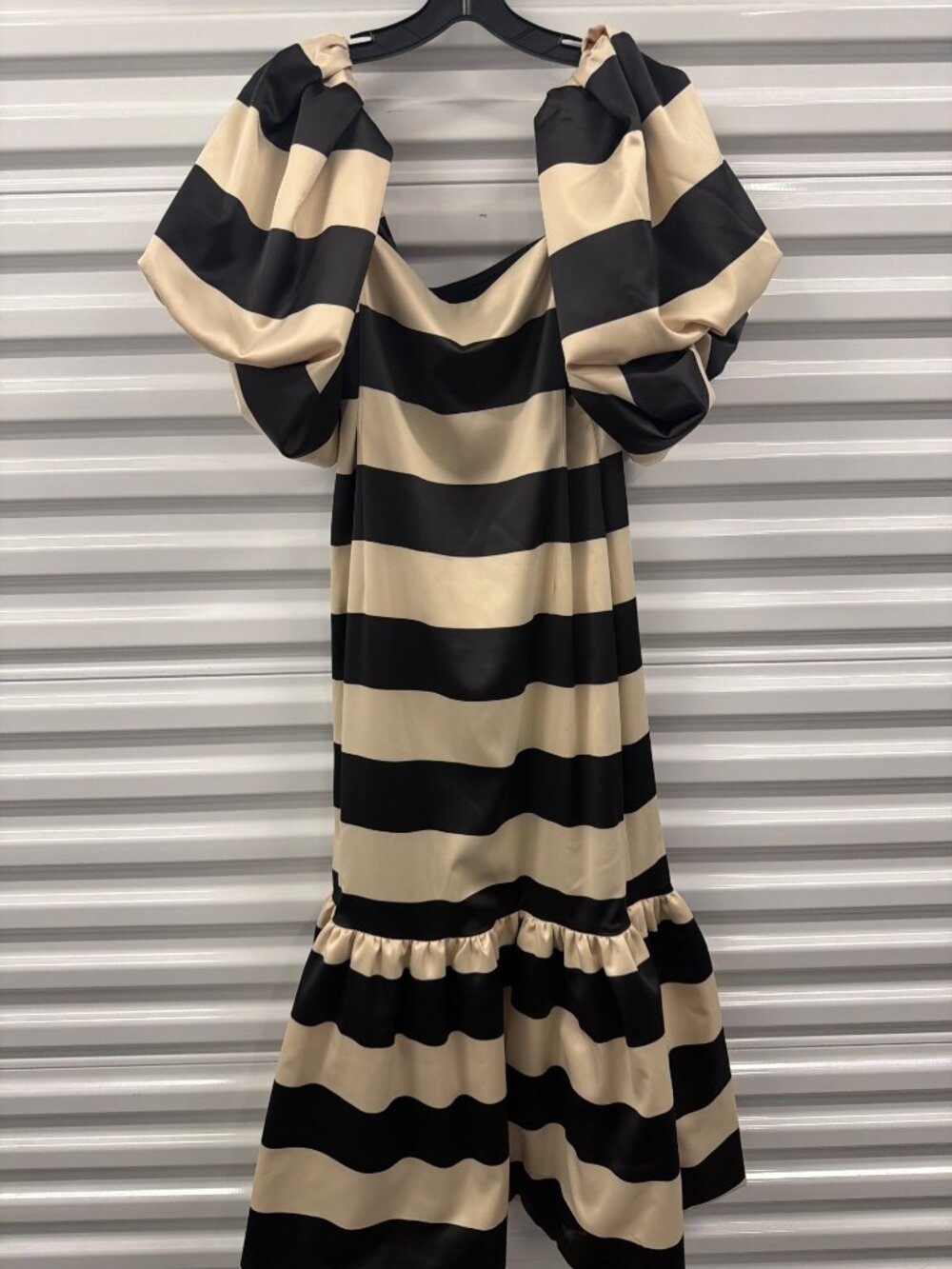 Caroline Constas Angela Gown Black Ivory Stripe Womens Size Large - Picture 8 of 13